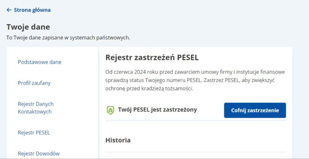 zastrzeżony pesel